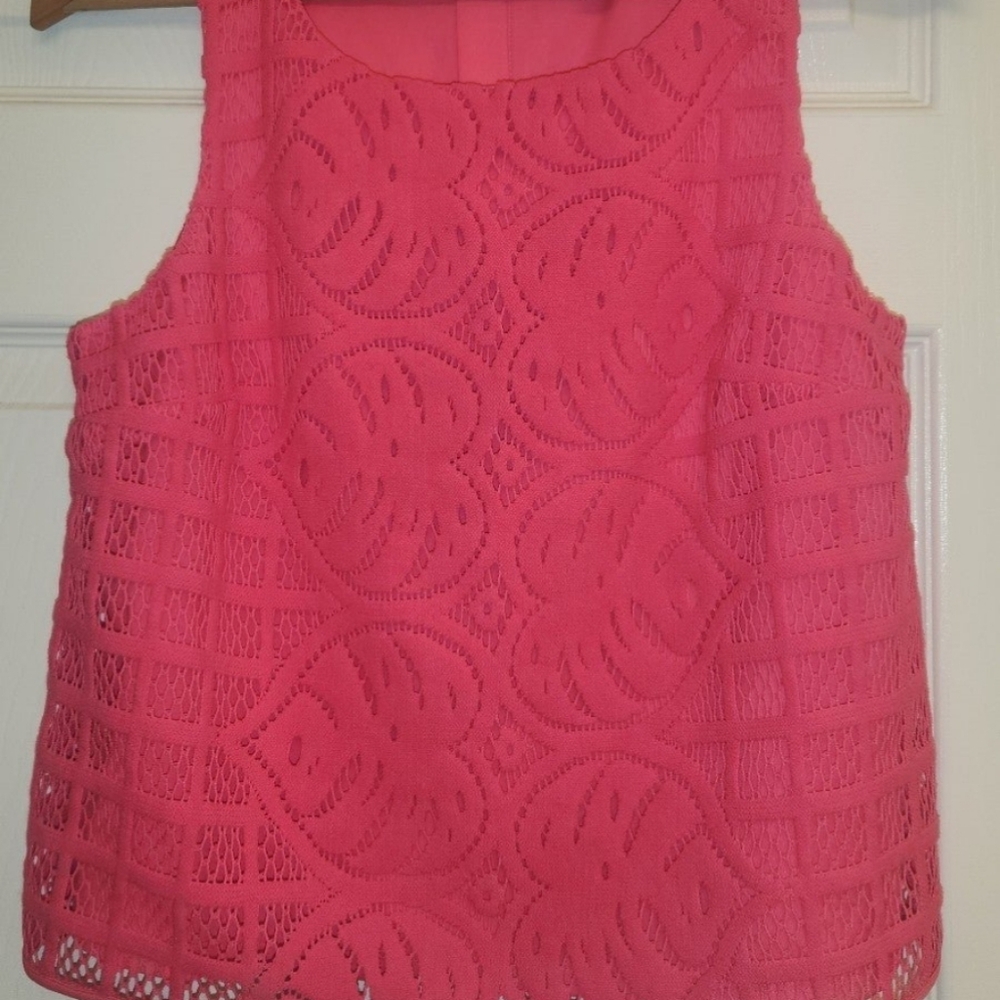 Lilly Pulitzer Crocheted Tank Top Hot Pink Womens S Barbie Core